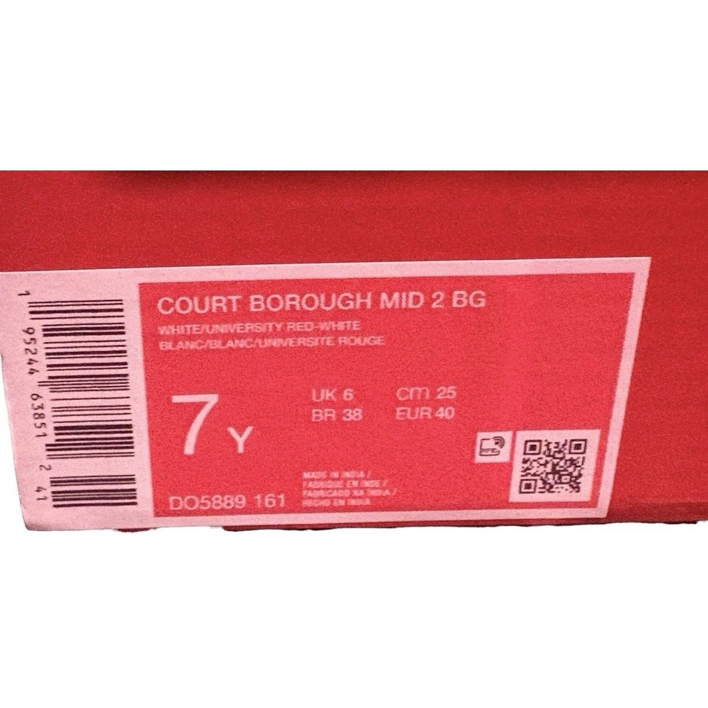 Nike Court Borough Mid 2 BG White University Red Black Blue Size 7Y DO5889 161 - Picture 10 of 11